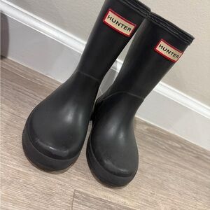 Hunter Matte Black Waterproof Rain Boots with Logo